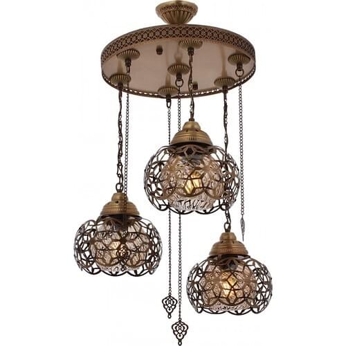 AVONNI AV-4142-3ET Tumbled Plated Classic Chandelier E27 Metal Glass 35cm