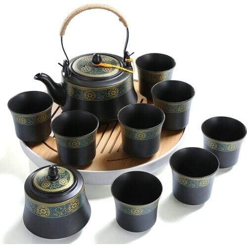 Chinese Style Retro Large Capacity PortableTeapot Tea Set Chinese Modern Teapot Tea Cup Simple Tea Tray Tea Jar tea set chinese