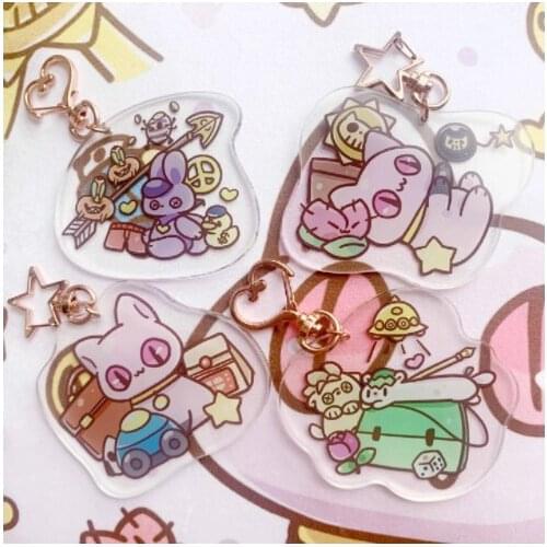 Anime JoJos Bizarre Adventure Keychain Rohan Kishibe Acrylic Cute Keyrings Higashikata Josuke Pendants Christmas Gifts Cosplay
