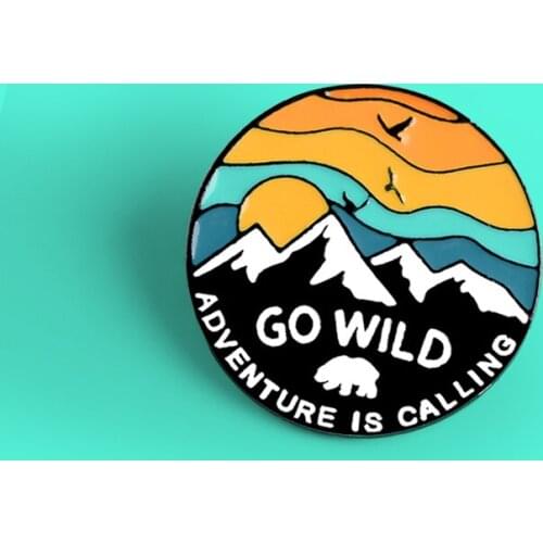 Explore GO WILD Adventure Is Calling Brooches Enamel Pin Explore Nature Mountain Polar Bear Brooch Lapel Pins Gifts for Friends