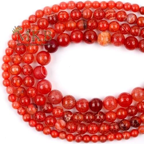 Natural Red Cracked Agates Stone Beads For Jewelry Making Round Loose Beads Diy Bracelet Necklace Accessories 6 8 10mm Wholesale
