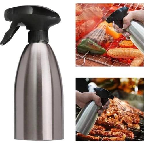 Stainless Steel Oil Spray Bottle Practical Vinegar Olive Oil Sprayer Soy Sauce Seasoning Bottle BBQ Oil Dispenser About 500ml