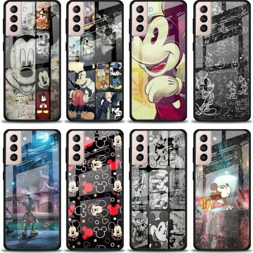 Disney Mickey Mouse Tempered Glass Cover For Samsung Galaxy S21 Plus Ultra M21 M31 M51 A52 A72 Phone Case Coque