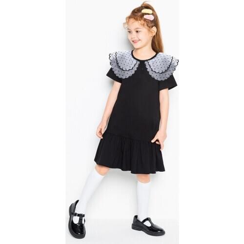 PUDCOCO Toddler Kids Girls Cute Princess Dress Ruffle Layer Neck Short Sleeve Flared Dress Casual Sundress 2-7Y
