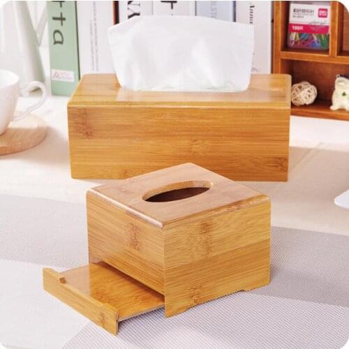 European Simple Multi-function Desktop Bamboo Wood Tissue Box Creative Storage Box Environmental Protection Paper Extraction Box