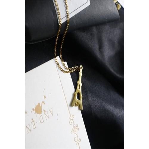 France Paris Tower Necklace Stainless Steel Real Gold Plated Pendant Collier Jewelry Party Holiday Gift