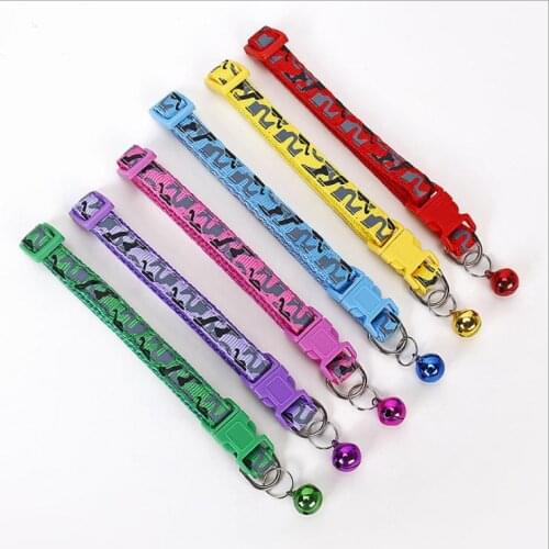 Camo cat collar Collar With Bell Print Neck Strap Polyester Adjustable Buckle Kitten Puppy Pet Leash Animal Accessories