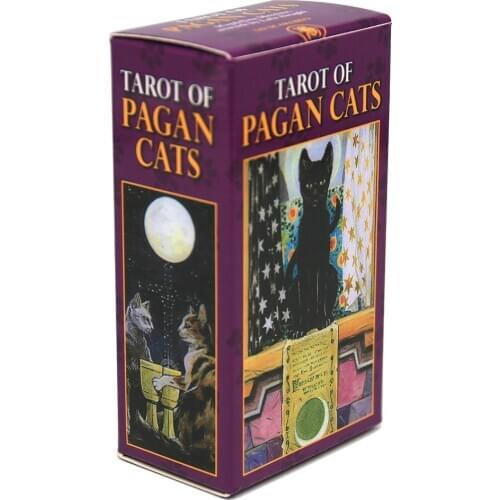 Tarot of Pagan Cats Cards 78 Full-Color Cards Mini Deck Five Languages English Spanish Tarot Divination Beginner Toy Game