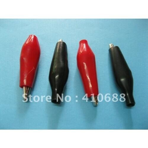 200 Pcs Per Lot Red & Black 2 Color Alligator Clip Connector with Boot Clamp 27mm Small-sized S HIGH Quality HOT Sale