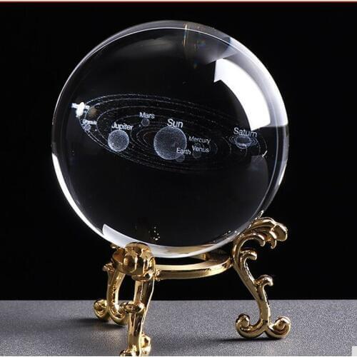 80mm Laser Engraved Solar System Ball 3D Miniature Planets Model Sphere Glass Globe Ornament Home Decor Gift for Astrophile