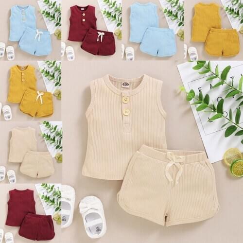 Summer Baby Girl Clothes Set Cotton Tank Top+Short 2pcs Suit Newborn Baby Girl Outfit Comfortable Baby Clothing