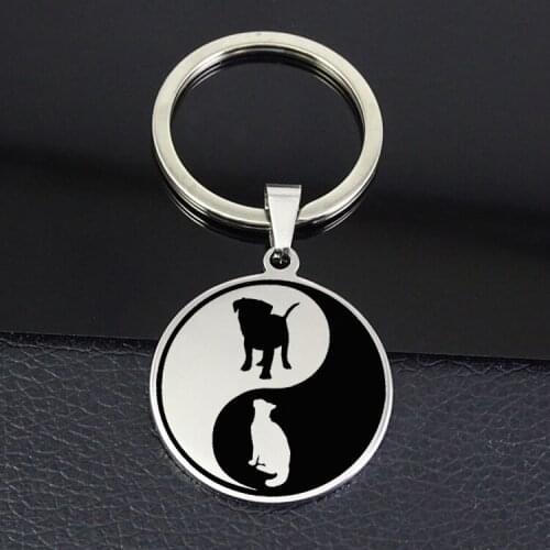 Cute Dog and Cat Keyring New Listing Tai Ji Disc Keychain Jewelry Best Gift for Friends YP6693