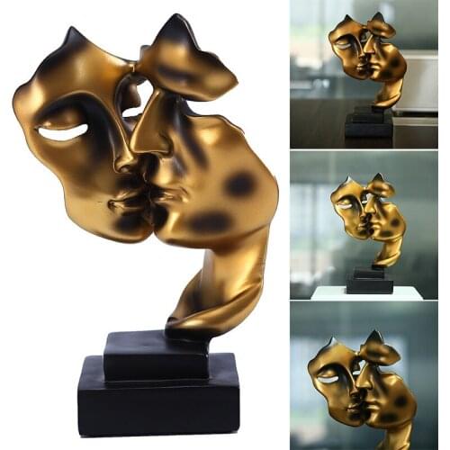 Minimalist Statue 3d Modern Craft Kissing Couple Resin Abstract Cabinet Art Ornament For Home Office Home Improvement