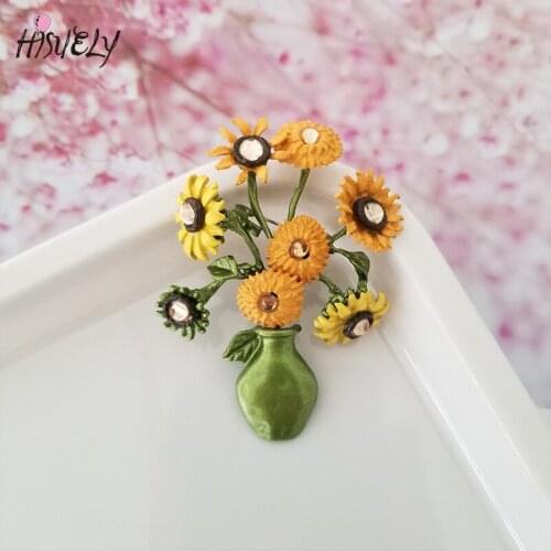 Multicolor Sunflowers Brooch Rhinestone Plant Corsage Custom Brooches for Bag Clothes Coat Sweater Lapel Jewelry Gift for Friend