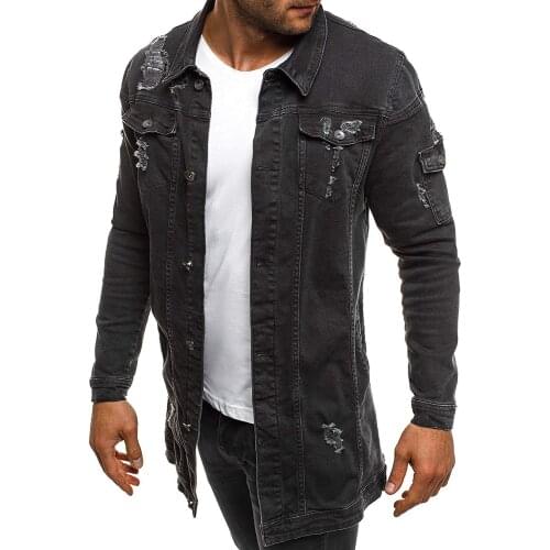 New Men Trend In 2020 Fashion Long Denim Jacket Plus Size 5XL Fashionable Jean Jackets Men