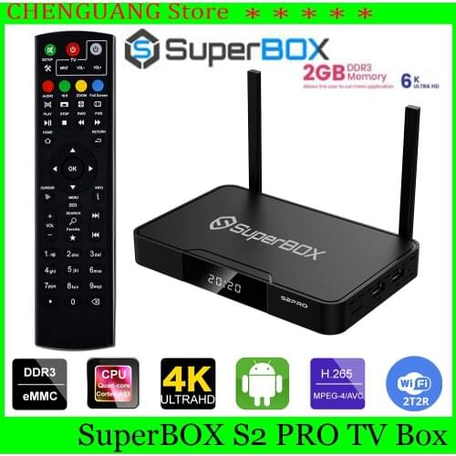 [Genuine]2021 new version Superbox S2 Pro Smart TV Box Android 9.0 6K Set top box 2GB+16GB H.265 for USA Canada latin Mexico