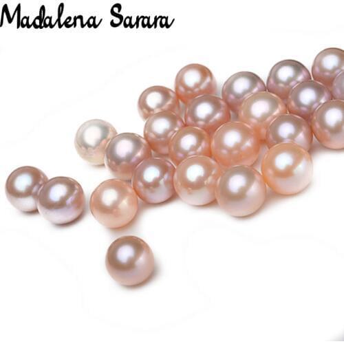 MADALENA SARARA Genuine Pearl AAA Grade Freshwater Pearl Round Natural Purple Flawless High Brightness Luxury Pearl Bead