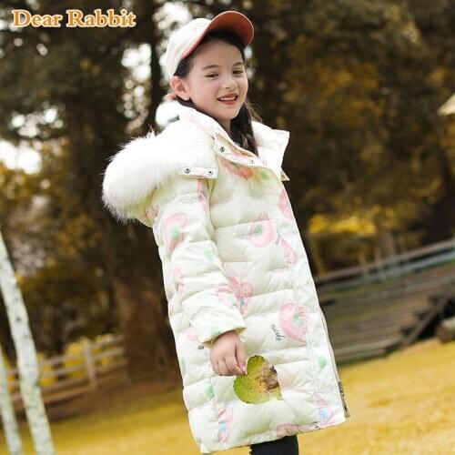 2020 new fashion children winter down jacket for girls warm clothes thicken Cartoons coat parka real fur clothing snowsuit 5-14Y