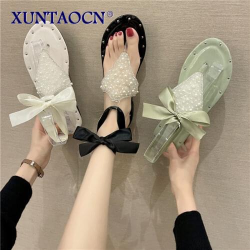 Beach Sandal Woman Luxury Female Shoe Clear Heels Soft Flip Flops Platform 2021 Summer Girls Flat Beige Lace Up Corrective