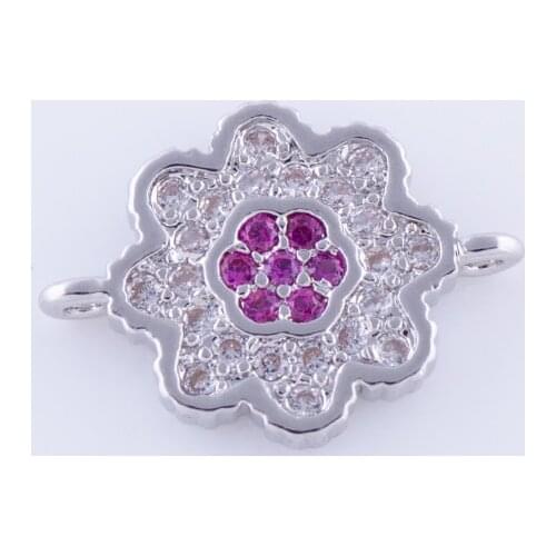 5pcs Bijoux Zircon Flower Charms For Bracelets & Necklace Women Diy Copper Micro Pave Charms Connectors Diy Gifts