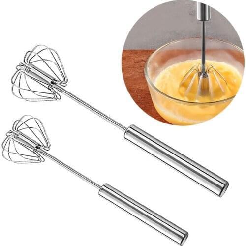 Semi-automatic Mixer Egg Beater Manual Self Turning 304 Stainless Steel Whisk Hand Blender Egg Cream Stirring Kitchen Tools