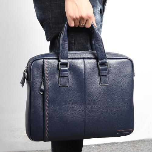 Nesitu A4 Coffee Blue Black Genuine Leather 14'' Laptop Office Men Briefcase Handbag Business Messenger Bags Portfolio M255605