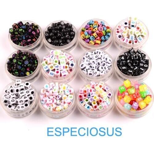 Flat Heart Shape 7mm Mixed Colorful Acrylic Digit Beads For DIY Numeral Spacer Jewelry Bracelets Handcraft Making Figure 100pcs