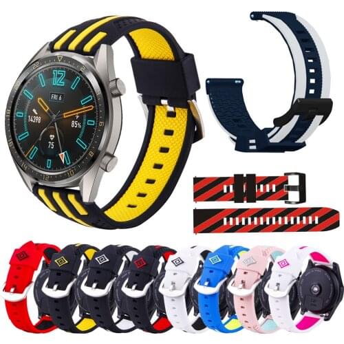 For Huawei Watch GT/GT2 46/Gt2 pro Strap Double Color Sport Silicone Bracelet 22mm Watch band For Honor Watch magic 2 46mm