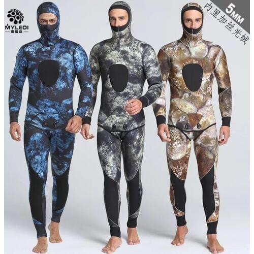 SCR chloroprene rubber camouflage 5mm two pieces of warm fishing and fishing suit spearfishing snorkel swimsuit