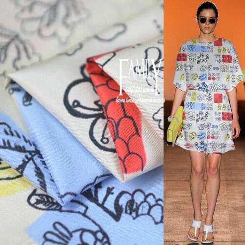 1 Meter Cute Printed Natural Silk Fabric Twill