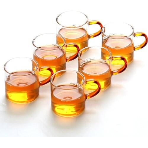 Glass teacup heat-resistant colorful handle glass tea cup
