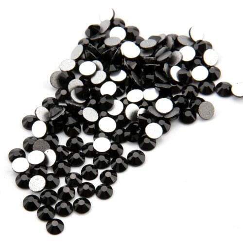 Nails Rhinestones Crystal Flat Back Round Shape SS16 SS20 Full Sizes Black Rhinestone High Quality Glass Strass Glue on Clothes