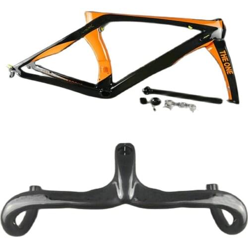 T1000 RB1K THE ONE Road Bike Frame Orange and RB1K Carbon Road Handlebar Glossy