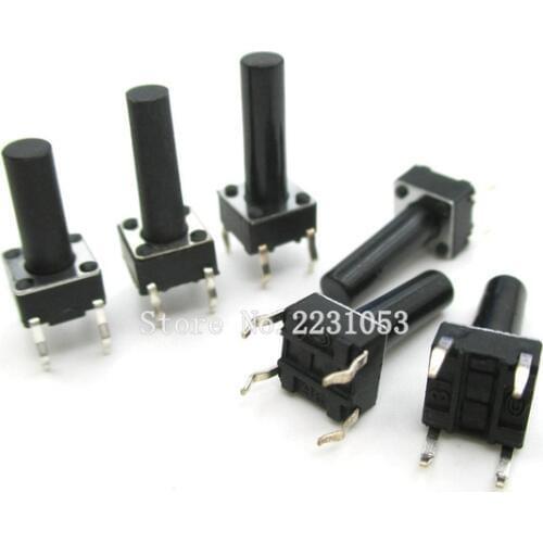 100PCS 6*6*16mm 4 Pin Tactile Tact Push Button Micro Switch Direct Plug-in Self-reset 6X6X16MM DIP Switches Top Copper