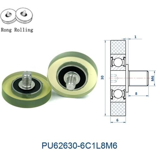 Outer diameter 30mm with 6mm thickness PU material coated bearing, drawer pulley, screw pulley, sliding door roller