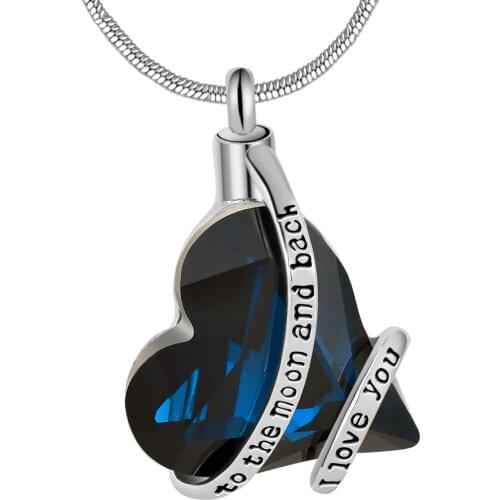 I love you to the moon and back Locket screw Heart cremation memorial ashes urn necklace jewelry keepsake pendant,Dropshipping