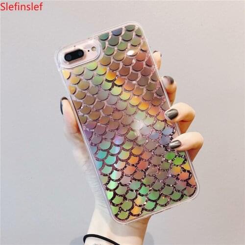 Hot Sale Quicksand Fish Scale Shape Phone Protective Case Cover for iPhone XR/XS Max/X/XS