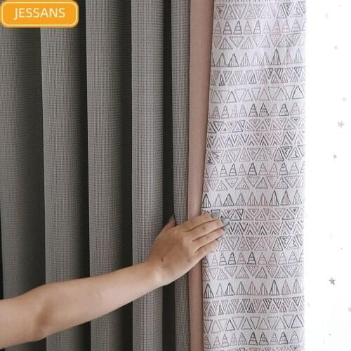 American Light Luxury Gray Powder Jacquard Color Matching Childrens Room Curtains for Bedroom Girls Customized Products