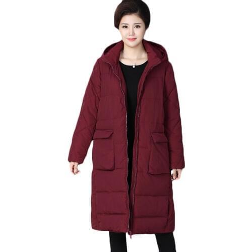 Plus size Women Hooded Parkas Winter Warm Cotton Jacket Coat Thick Long Outerwear Womens Down cotton jackets 4XL 70-110kg F912