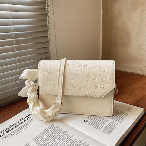 Female bag simple fashion shoulder bag crossbody bag for women solid color texture embossed chain bag bowknot handbags white bag