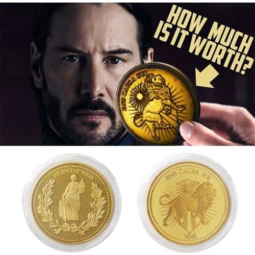 Movie John Wick Gold Coin Badge Replica Cosplay Props Accessories