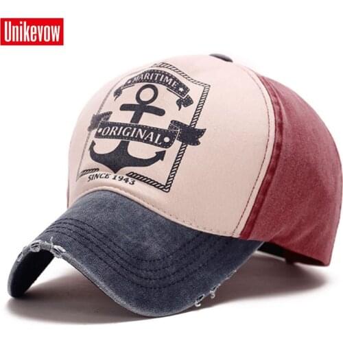 1Piece Free shipping Boat anchor printed baseball cap cotton washed hats for men and women