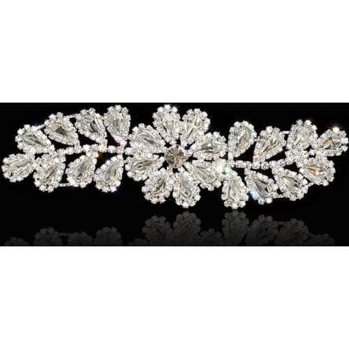 16.5 x 5 cm Leaf Rhinestone Appliques for Wedding Dress Sash Rhinestone Trim Sewing Costumes Appliques