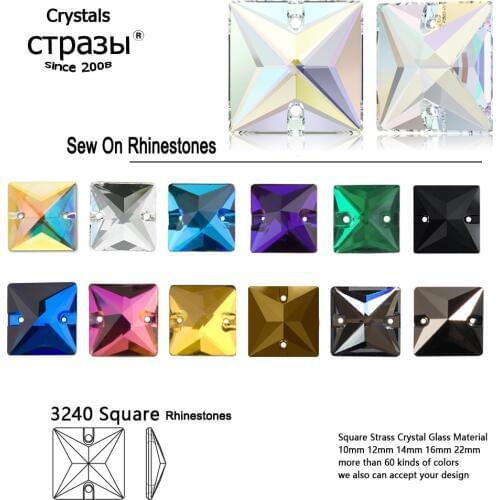 6A Square Strass Sew On Stone Mix Color Crystal Glass Rhinestones Sewing Rhinestone Jewel Accessories DIY Garment Dress Making