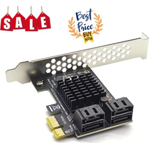 PCI E Adapter 4 Port SATA 3.0 To PCIe X1 GEN3 Expansion Adapter Card SATA 3 III PCI-e PCI Express Converter ASMedia ASM1064