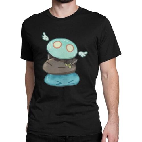 Anemo Geo Hydro Slime Genshin Impact Slime Stack T Shirts Mens Cotton Vintage T-Shirts Crew Neck Tee Shirt Gift Idea Clothes