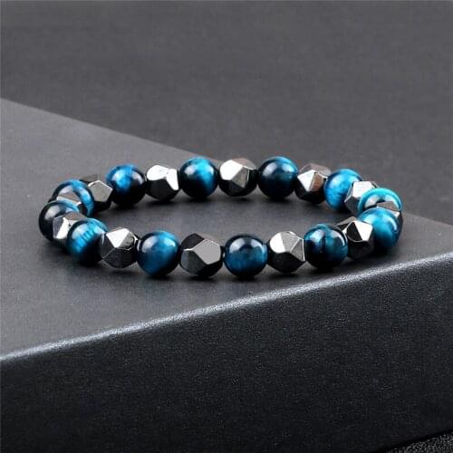 High Quality Men Yoga Bracelets 8mm Tiger Eye Lava Irregular Hematite Beads Natural Stone Bracelet For Women Chram Jewelry Gift