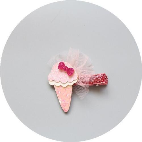 Boutique 10pcs Fashion Cute Glitter Bow Icecream Hairpins Kawaii Solid Pink Pineapple Hair Clips Princess Hair Accessories