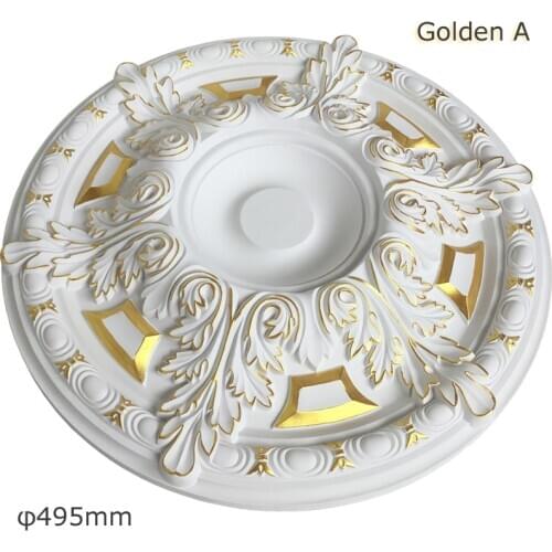 Decorative ceiling rose of chandelier pendant lamp decor panel D495mm PU ceiling rosette decoration
