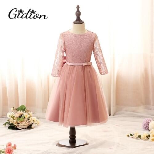 Girl Banquet Party Dress Embroidered Mesh Princess Ball Gowns Dress Little Bridesmaid Wedding Party Dress Children Clothes